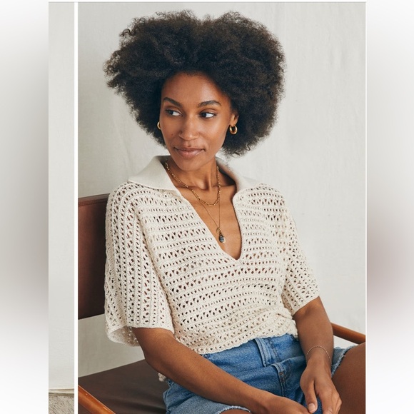 Faherty Nusa Crochet Polo Sweater short sleeve Shirt Top XL
& Medium NWT - Picture 4 of 4